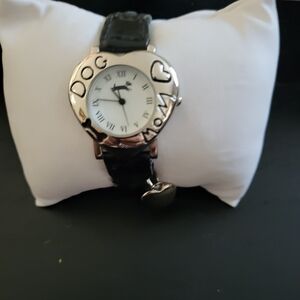 Women's Black Braided Leather Strap Watch Quartz Needs Battery